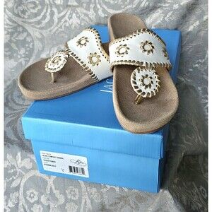 Jack Rogers Bone/Gold Flat Comfort Sandals Size 5M